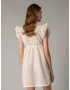 Milena By Paris 040203 , Γυναικείο Φόρεμα Μίνι Κιπούρ με μανικάκι ΛΕΥΚΟ